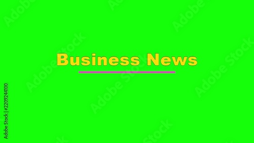 Business News Corner Stroke Text Animation on Green Screen