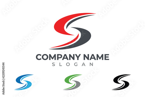Corporate letter S logo design template with multiple color variations