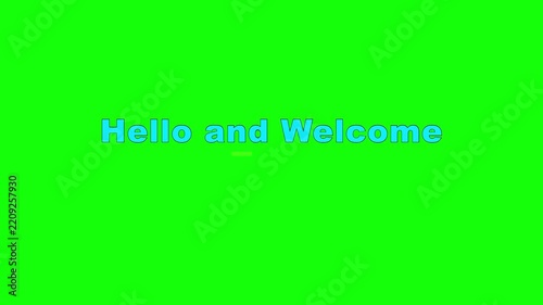 Hello and Welcome Hollow Fill Pop Text Animation on Green Screen