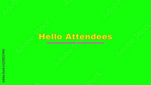 Hello Attendees Hollow Fill Pop Text Animation on Green Screen