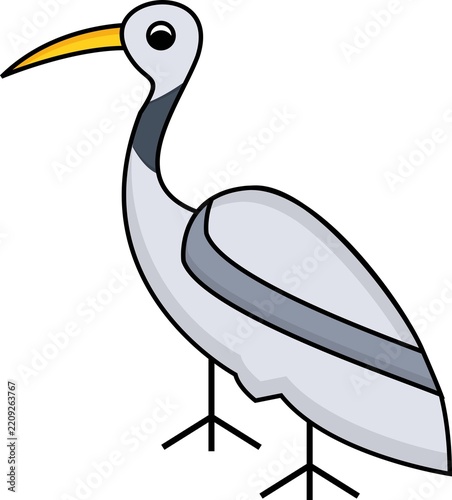 Cute Heron Stork Bird Cartoon Avatar Icon