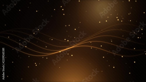 Gold Wavy Lines and Glowing Particles Motion Background for Elegant Holiday Events and Presentations