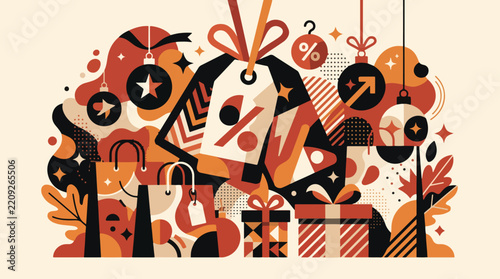 Sale vector graphic illustration featuring shopping bags and discounts with autumn colors