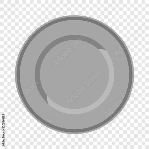 Minimalist Empty Gray Ceramic Round Dinner Plate Top View Vector Illustration