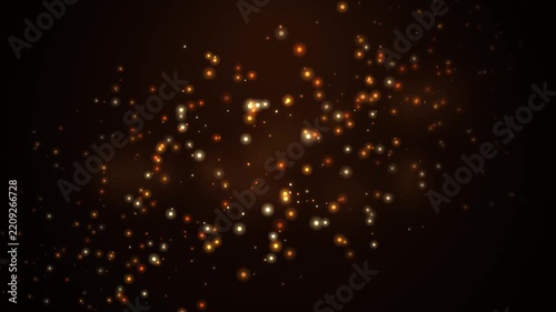 Golden Bokeh Particles Floating on Dark Background for Cinematic Overlay and Celebration Projects