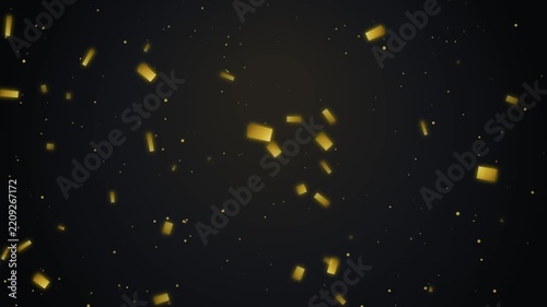 Golden Confetti Particles Falling on Black Background Elegant Holiday Celebration Motion Graphics
