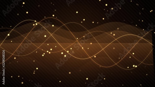 Golden Glowing Light Waves With Floating Particle Dust Particles Background Animation Loop Overlay