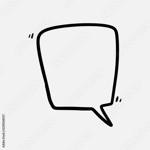 Hand Drawn Square Speech Bubble Sketch Doodle Style Vector Element