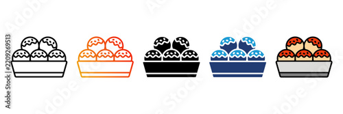 Takoyaki, takoyaki icon, japanese food, japanese cuisine, octopus balls, octopus food, japanese street food, street food, asian food, asian cuisine, snack food, japanese snack, savory snack.