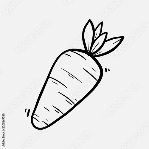 Hand Drawn Carrot Vegetable Sketch Doodle Style Vector Icon