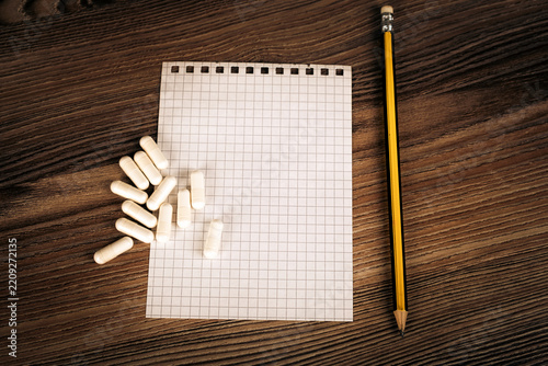 Blank Paper Pen and Pills