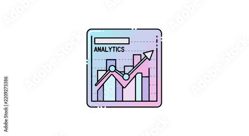 Colorful analytics graph icon design.