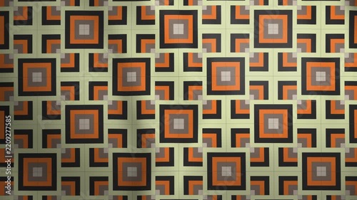 Halloween Seamless Geometric Pattern Background Video 4k with Retro Orange Black Concentric Square Tiles   