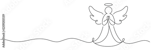 Angel One Line Drawing with Editable Stroke