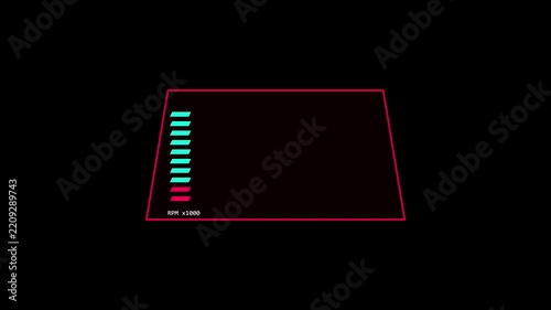 Digital speedometer HUD interface animation stock footage