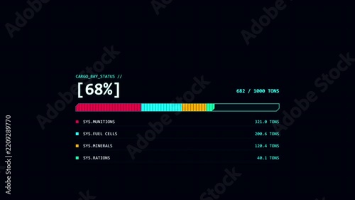 HUD sci-fi loading bar and data progress animation