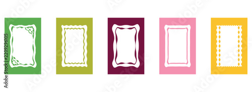 Set of rectangle frames with wavy edges. Zigzag wavy edges, rectangles, photo frames, text boxes. vector illustration.