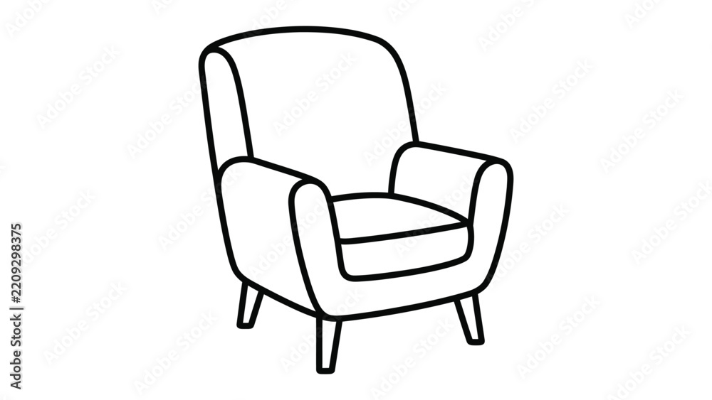Obraz premium Minimalist Armchair Illustration: A simple, clean line drawing of a modern armchair, perfect for minimalist decor and interior design concepts.