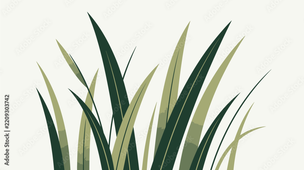 Obraz premium Minimalist green grass blades vector illustration for graphic design projects and spring themes.