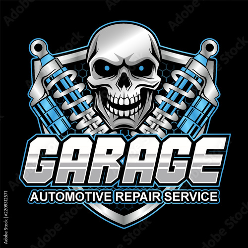 garage suspension service automotive shock breaker logo business editable text effect font style template design