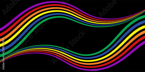 Abstract background of rainbow groovy Wavy Lines design in 1970s Hippie Retro style. Vector pattern ready to use for cloth, textile, wrap and other.eps,10