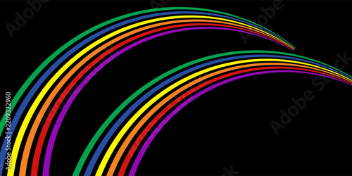Abstract background of rainbow groovy Wavy Lines design in 1970s Hippie Retro style. Vector pattern ready to use for cloth, textile, wrap and other.eps,10