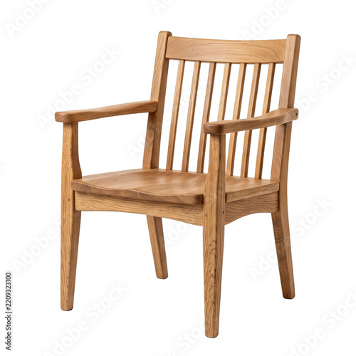 Handmade Wooden Chair Three Quarter Front View Isolated On Transparent Background