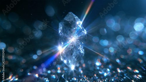 Glowing Crystal Emitting Radiant Light and Prismatic Sparks