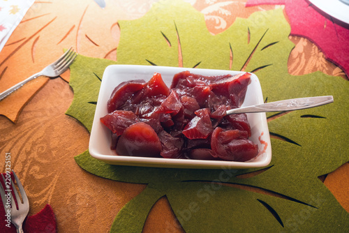 red cranberry on the table