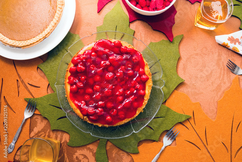 A red cherry cheese cake
