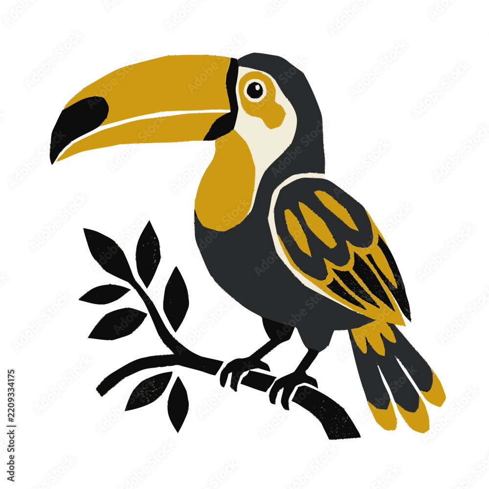 Fototapeta premium Stylized Toucan Bird Perched on Branch