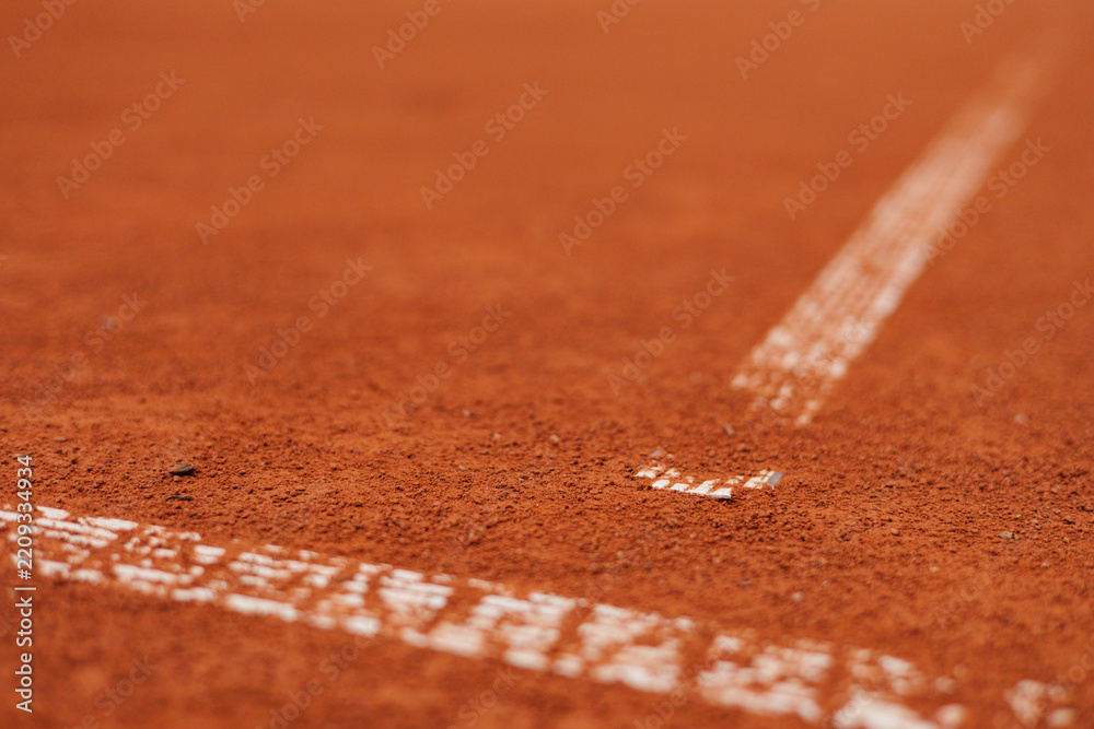 Obraz premium Clay tennis court line marking game boundary
