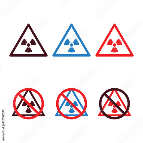 Radiation icon set featuring warning signs and symbols