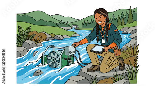 Indigenous Woman Scientist Monitors River Turbine for Amazon Conservation and Biodiversity Research