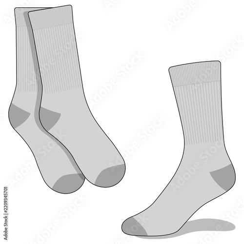 Grey Crew Socks Vector Illustration Athletic Cotton Apparel