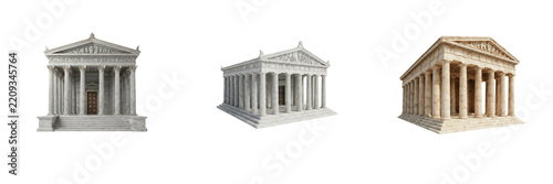 Fotografie Set of ancient classical Greek and Roman temples including marble architecture a