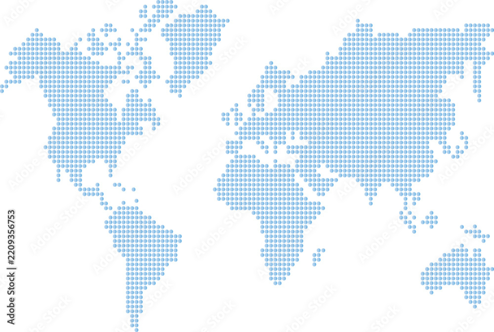 Fototapeta premium Blue Dotted World Map Vector