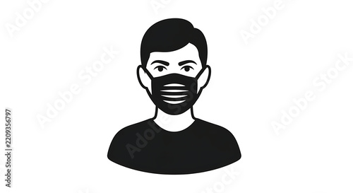 Man wearing a protective face mask isolated graphic element