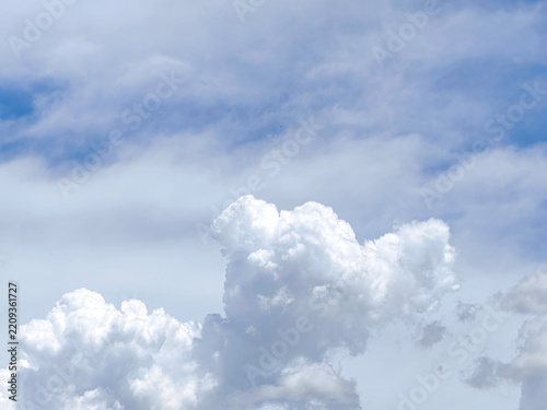 white  cloud fluffy abstract shape on blue sky background. beauty high natural in summer season.