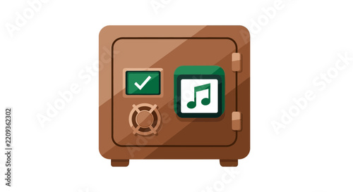 Music Storage Safe Box Icon - Secure Audio Vault for Copyright Protection Illustration