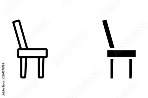 Minimalist Chair Icon Set, Outline and Solid Black Style