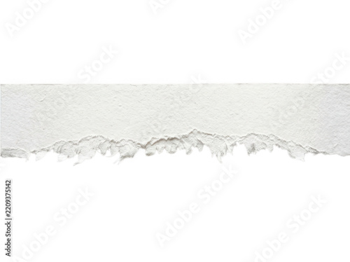 White torn paper horizontal border isolated on transparent background