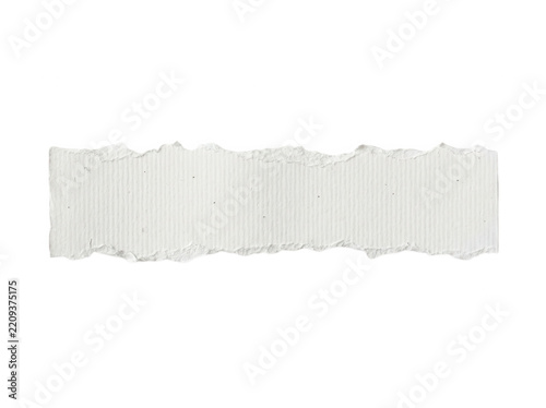Textured white torn paper banner strip isolated on transparent background