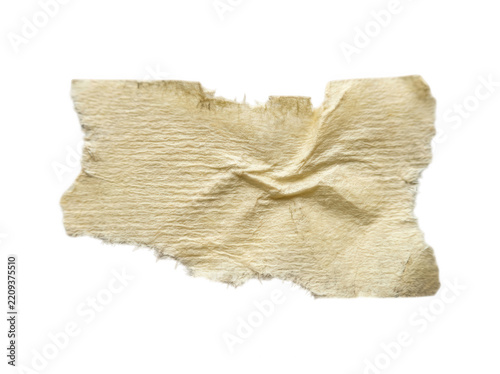Old crumpled masking tape strip isolated on transparent background for creative graphic design and collage projects