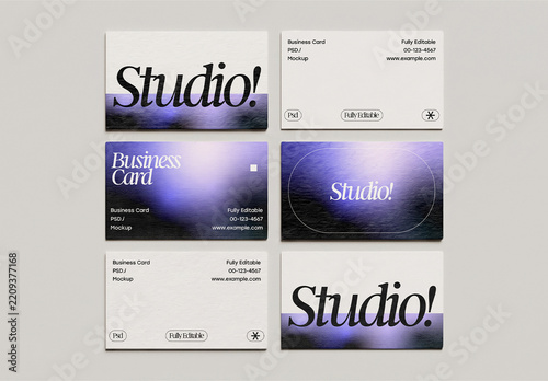 Six Business Cards Grid Mockup