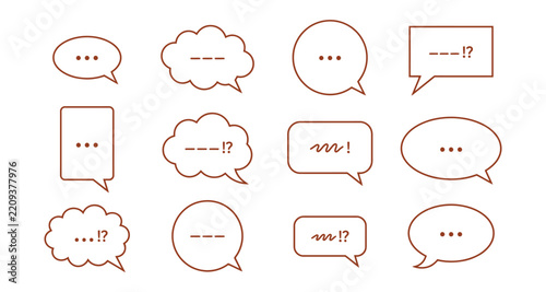 Set of hand drawn speech bubbles with punctuation