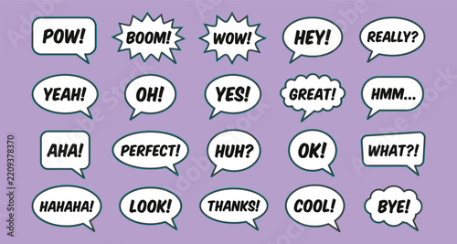 Comic speech bubbles set with exclamations