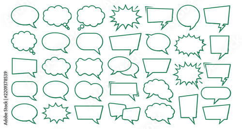 Set of hand drawn speech bubbles vectors