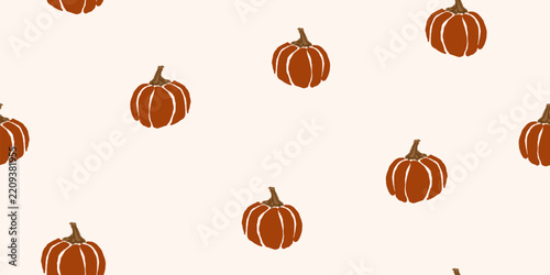 Hand-Drawn Orange Pumpkin Seamless Pattern Background