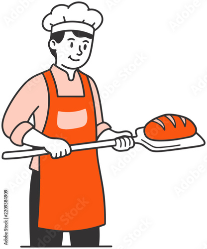 Baker Holding Freshly Baked Bread Illustration